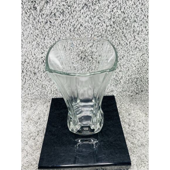 Glass Vase Heavy Duty Cut Art Deco Home Decoration Any Room Clear 9.5inX4inX5.5i - Picture 10 of 10